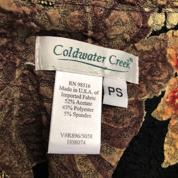 Coldwater Creek Women's Floral Button Down Collared Shirt Petite Small V-Neck - Picture 5 of 8